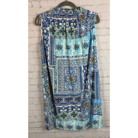 CHICO'S white blue shift lined sleeveless dress size 0 (S) - Picture 6 of 8